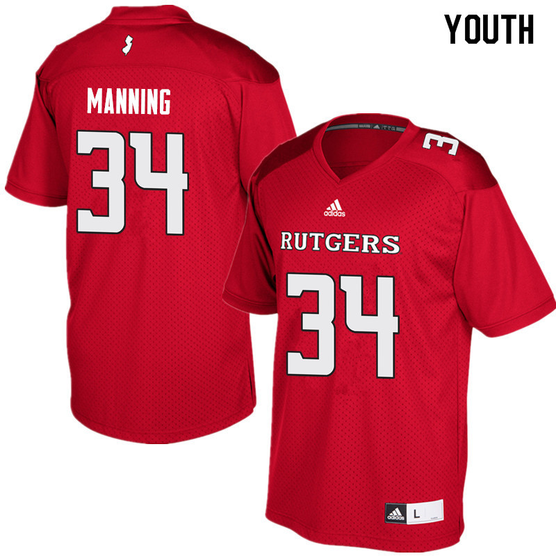 Youth #34 Solomon Manning Rutgers Scarlet Knights College Football Jerseys Sale-Red